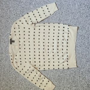 J. Crew Merino Wool 3/4 Length Sleeve Sweater with Black Bows Throughout | XS